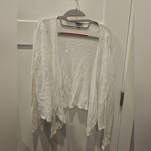 "J. Jill Women’s Linen Blend Open Front Cardigan White Size Large Lightweight"